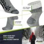 Alvada Merino Wool Hiking Socks Thermal Warm Crew Winter Boot Sock For Men & Women 3 Pairs - Image 5