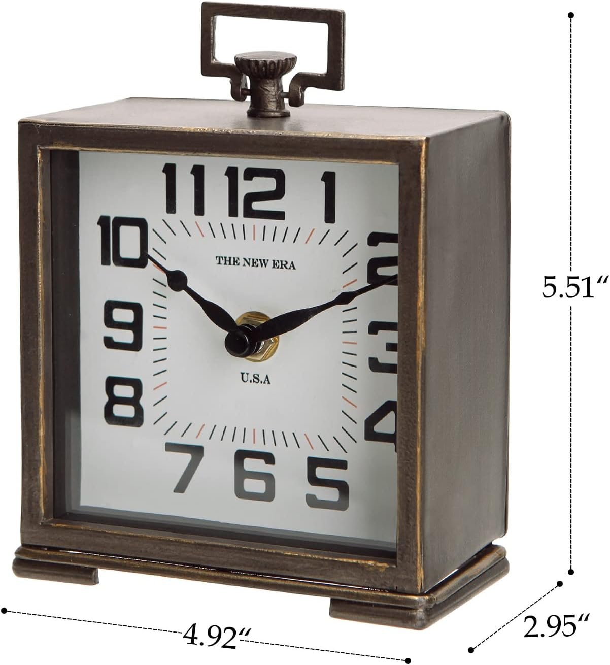 NIKKY HOME Vintage Silent Non-Ticking Table Clock, Shelf Desk Top Clock Battery Operated, Retro Home Decor for Living Room Mantel Desktop Countertop, Antique Brown - Image 5