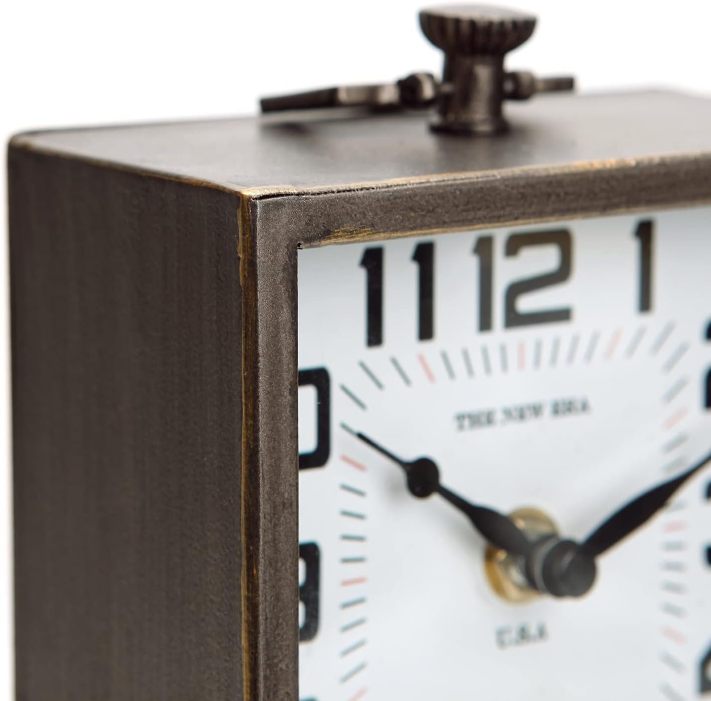 NIKKY HOME Vintage Silent Non-Ticking Table Clock, Shelf Desk Top Clock Battery Operated, Retro Home Decor for Living Room Mantel Desktop Countertop, Antique Brown - Image 8