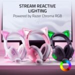 Razer Kraken Kitty V2 USB Wired Headset: Chroma RGB Kitty Ears - Stream Reactive Lighting - HyperClear Cardioid Mic - 40 mm Drivers - 7.1 Surround Sound - Comfortable Ear Cushions - White - Image 4