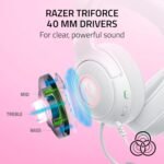 Razer Kraken Kitty V2 USB Wired Headset: Chroma RGB Kitty Ears - Stream Reactive Lighting - HyperClear Cardioid Mic - 40 mm Drivers - 7.1 Surround Sound - Comfortable Ear Cushions - White - Image 6