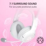 Razer Kraken Kitty V2 USB Wired Headset: Chroma RGB Kitty Ears - Stream Reactive Lighting - HyperClear Cardioid Mic - 40 mm Drivers - 7.1 Surround Sound - Comfortable Ear Cushions - White - Image 7