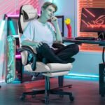 GTPLAYER Gaming Chair, Computer Office Chair Lumbar Support, Linkage Armrests and Footrest, Ergonomic Game Chair for Adults with Extended Backrest, Fabric, Grey - Image 3