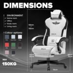 GTPLAYER Gaming Chair, Computer Office Chair Lumbar Support, Linkage Armrests and Footrest, Ergonomic Game Chair for Adults with Extended Backrest, Fabric, Grey - Image 4