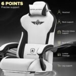 GTPLAYER Gaming Chair, Computer Office Chair Lumbar Support, Linkage Armrests and Footrest, Ergonomic Game Chair for Adults with Extended Backrest, Fabric, Grey - Image 6