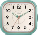 4.5" Vintage Retro Analog Alarm Clock, Super Silent Non Ticking Clock with Manual Light, Snooze, Battery Operated, Simply Design, for Living Room, Bedroom, Bedside, Desk(Green) - Image 2