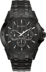 Bulova Men's Classic Dress 6-Hand Multi-Function Day/Date Quartz Watch, Black Patterned Dial, 43mm - Image 2