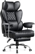 COMHOMA Big and Tall Gaming Chair with Pocket Spring Lumbar Support, Ergonomic Office Chair with Footrest, Executive Desk Chair with Outward Fixed Soft Armrests, Computer Chair with High Back, Black - Image 2