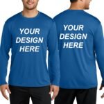 Custom Mens Long Sleeve T-Shirt, Dry-fit CustomTee. Design Your Shirt Long Sleeve, Moisture Wicking UPF Sun Protection Shirts. PC380 - Image 2