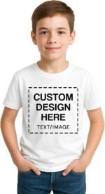 Custom Shirts for Kids Personalized Cotton T Shirts for Boys Girls Children Customized DTF Print Custom Kids Shirt Tshirt Upload Your Design Large White Tshirt - Image 2