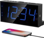 Digital Dual Alarm Clocks for Bedrooms, Large Big Numbers Display Electric Alarm Clock with Battery Backup, USB Port, Adjustable Alarm Volume, Dimmer, Easy to Set LED Desk Clock with Adapter Powered - Image 2
