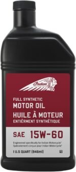 Indian Motorcycle Oil 15W-60 Full Synthetic, Fits All V-Twin Engine Models, Motor Oils, Ultimate Engine Protection, Outstanding Clutch Performance and Shear Stability, 1 Quart - Part 2880187 - Image 2