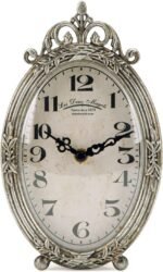 NIKKY HOME Vintage Table Clock, Silent Non-Ticking Battery Operated Desk Shelf Mantel Small Metal Clock for Living Room Decor - Retro Silver - Image 2