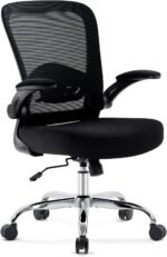 Office Chair,Ergonomic Mesh Desk Chair with Adjustable Lumbar Support,Computer Chair with Flip-up Armrests, Rolling Executive Chairs, Home Office Chair(Black) - Image 2