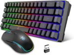 Snpurdiri 60% Wireless Gaming Keyboard and Mouse Combo,LED Backlit Rechargeable 2000mAh Battery,Small Membrane But Mechanical Feel Keyboard + Popular RGB Mice for Gaming,Business Office - Image 2