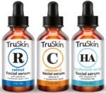 TruSkin Face Serum Trio – Vitamin C, Retinol & Hyaluronic Acid Anti-Aging Serums for Face – AM, PM & All-Day Skincare Routine – Brightening, Smoothing & Hydrating Facial Serums, 1 fl oz Each - Image 2