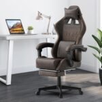 Ferghana Vintage PU Leather Gaming Chair, Ergonomic Gamer Chair with Massage, High Back Computer Office Chair with Footrest for Adults, Racing Style Reclining Video Game Chair (Brown) - Image 3