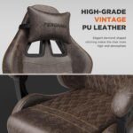 Ferghana Vintage PU Leather Gaming Chair, Ergonomic Gamer Chair with Massage, High Back Computer Office Chair with Footrest for Adults, Racing Style Reclining Video Game Chair (Brown) - Image 5