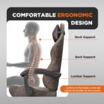 Ferghana Vintage PU Leather Gaming Chair, Ergonomic Gamer Chair with Massage, High Back Computer Office Chair with Footrest for Adults, Racing Style Reclining Video Game Chair (Brown) - Image 7