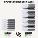 COOVAN Mens Cotton Crew Socks Moisture Wicking Cushioned Athletic Heavy Duty Work Boot Socks 6 Pairs - Image 4