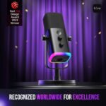 FIFINE USB/XLR Dynamic Microphone for Podcast Recording, PC Computer Gaming Streaming Mic with RGB Light, Mute Button, Headphones Jack, Desktop Stand, Vocal Mic for Singing YouTube-AmpliGame AM8 - Image 3