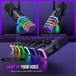 FIFINE USB/XLR Dynamic Microphone for Podcast Recording, PC Computer Gaming Streaming Mic with RGB Light, Mute Button, Headphones Jack, Desktop Stand, Vocal Mic for Singing YouTube-AmpliGame AM8 - Image 6
