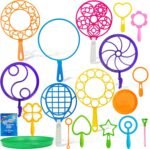 JOYIN Big Bubble Wands Set Bulk for Kids Summer Outdoor Toy Game Activity Party Favors, 18 Pcs Giant Bubble Maker with Tray, 12" Large, 6 Pcs Solution Suitable for All Age People - Image 4
