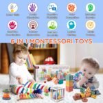 Montessori Baby Toy Sorting Stacking Learning Toys Wooden Building Blocks, Xylophone Musical, Infant Teethers Toys for Baby, 6 in 1 Toy Birthday Gifts for Toddlers - Image 3