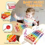 Montessori Baby Toy Sorting Stacking Learning Toys Wooden Building Blocks, Xylophone Musical, Infant Teethers Toys for Baby, 6 in 1 Toy Birthday Gifts for Toddlers - Image 4