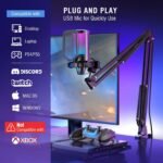 FIFINE Gaming PC USB Microphone, Podcast Condenser Mic with Boom Arm, Pop Filter, Mute Button for Streaming, Twitch, Online Chat, RGB Computer Mic for PS4/5 PC Gamer Youtuber-AmpliGame A6T - Image 7