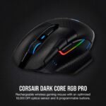 Corsair Dark CORE RGB PRO Wireless/Wired FPS MOBA Gaming Mouse – 18,000 DPI, Fast Response Time, 8 Programmable Side Buttons, Dynamic Multi-Color Backlighting – Black - Image 3