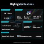 ASUS ROG Strix Ace 24” 1080P Esports Gaming Monitor (XG248QSG) - Full HD, Super TN Panel, 610Hz, 0.1ms, VRR, Low Input Lag, DisplayHDR400, Tripod Socket, HDMI 2.1, 3 yr Warranty - Image 3