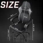 LEMBERI Big and Tall Gaming Chair 400lb Weight Capacity,Gamer Chairs for Adults,Video Game Chair wth Footrest,Racing Style Computer Gamer Chair with Headrest and Lumbar Support (Gray) - Image 3