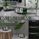 KOSUMOSU Desk Clock 6.7in Black Digital Alarm Clock with Dual Alarm, Dimming, Date, Day of Week, Temp, 12h 24h, Digital LED Clock for Table Decor, Digital Calendar Mirror Clocks Essentials - Image 3