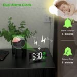 KOSUMOSU Desk Clock 6.7in Black Digital Alarm Clock with Dual Alarm, Dimming, Date, Day of Week, Temp, 12h 24h, Digital LED Clock for Table Decor, Digital Calendar Mirror Clocks Essentials - Image 7