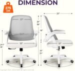 NEO Chair Office Desk Computer Gaming Ergonomic Chair with Lumbar Back Support Adjustable Height Swivel Wheels Flip-up Arms Mesh Chair for Home or Office (Ivory) - Image 3