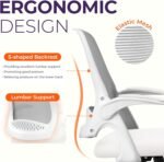 NEO Chair Office Desk Computer Gaming Ergonomic Chair with Lumbar Back Support Adjustable Height Swivel Wheels Flip-up Arms Mesh Chair for Home or Office (Ivory) - Image 4