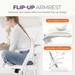 NEO Chair Office Desk Computer Gaming Ergonomic Chair with Lumbar Back Support Adjustable Height Swivel Wheels Flip-up Arms Mesh Chair for Home or Office (Ivory) - Image 7