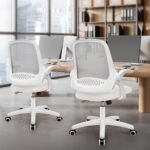 NEO Chair Office Desk Computer Gaming Ergonomic Chair with Lumbar Back Support Adjustable Height Swivel Wheels Flip-up Arms Mesh Chair for Home or Office (Ivory) - Image 8