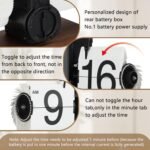 FOSA Flip Desk Clock, Retro Vintage Flip Desk Table Clock, Digital Sided Large Numbers Mechanical Flip Clock Wood Base for Living Room, Study Room and Office（Black） - Image 5