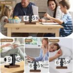 FOSA Flip Desk Clock, Retro Vintage Flip Desk Table Clock, Digital Sided Large Numbers Mechanical Flip Clock Wood Base for Living Room, Study Room and Office（Black） - Image 6