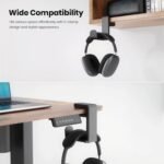 EURPMASK Rotating Headphone Stand - PC Gaming Headset Holder, Adjustable Clamp-on Under Desk Hanger With 360 Degree Swivel & Cable Clip Organizer - Black - Image 4