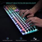 AULA F2088 Typewriter Style Mechanical Gaming Keyboard Wired,Blue Switches,Rainbow LED Backlit,Removable Wrist Rest,Media Control Knob,Retro Punk Round Keycaps,USB Wired Computer Keyboard - Image 3