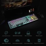 AULA F2088 Typewriter Style Mechanical Gaming Keyboard Wired,Blue Switches,Rainbow LED Backlit,Removable Wrist Rest,Media Control Knob,Retro Punk Round Keycaps,USB Wired Computer Keyboard - Image 9