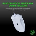 Razer DeathAdder Essential Gaming Mouse: 6400 DPI Optical Sensor - 5 Programmable Buttons - Mechanical Switches - Rubber Side Grips - Mercury White - Image 3