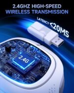 2.4GHz Wireless Gaming Headsets for PS5, PS4, PC, Switch - Bluetooth 5.4 Gaming Headphones with Noise Canceling Mic, Low Latency Connection, 3D Immersive Surround Sound, 30H Battery, White - Image 3