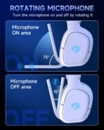 2.4GHz Wireless Gaming Headsets for PS5, PS4, PC, Switch - Bluetooth 5.4 Gaming Headphones with Noise Canceling Mic, Low Latency Connection, 3D Immersive Surround Sound, 30H Battery, White - Image 4