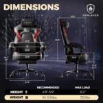 GTPLAYER Big and Tall Gaming Chair for Adults, Ergonomic Office Chair with Footrest, Heavy Duty 350 lbs Capacity, High Back, Premium Leather & Iridescent Trim, ACE-Armor, Black & Red - Image 3