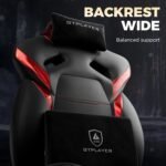 GTPLAYER Big and Tall Gaming Chair for Adults, Ergonomic Office Chair with Footrest, Heavy Duty 350 lbs Capacity, High Back, Premium Leather & Iridescent Trim, ACE-Armor, Black & Red - Image 9