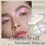 4 Colors Holographic Multichrome Glitter Eyeshadow Palette, Chameleon White Color Shift Glitter Iridescent Baked Eyeshadow Powder, Sparkling Smooth Shimmer Face Highlighter Fairy Makeup 01 - Image 3